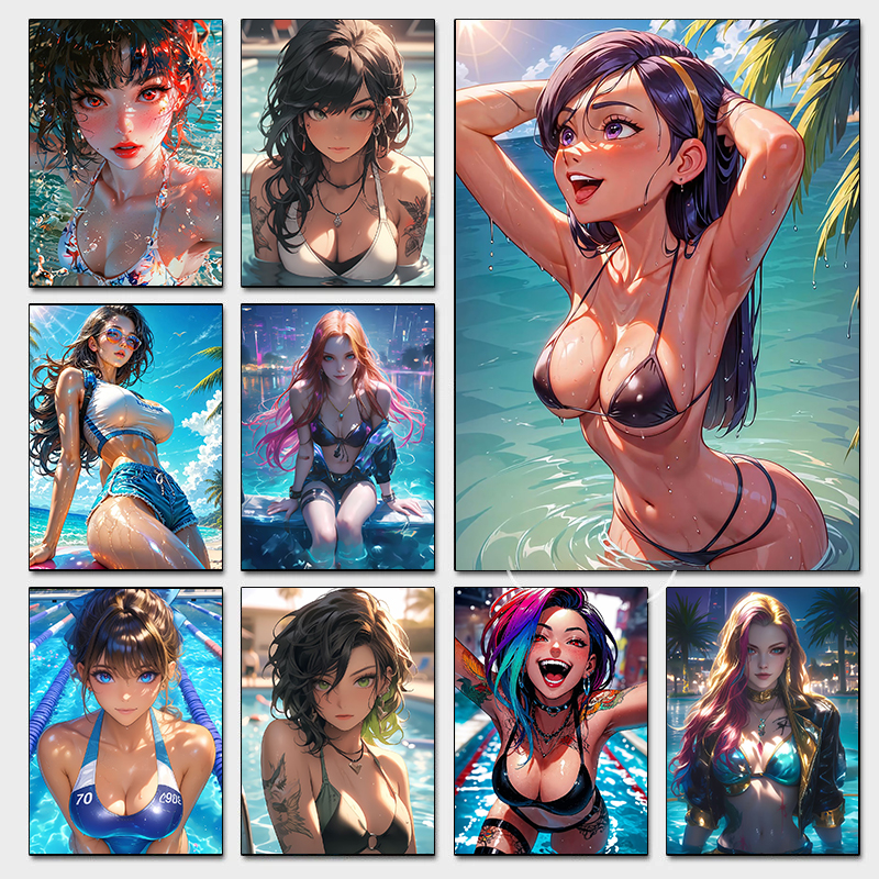 Fashion Sexy Girl in Pool Post - Japanese Lifestyle Anime recensione e prezzo